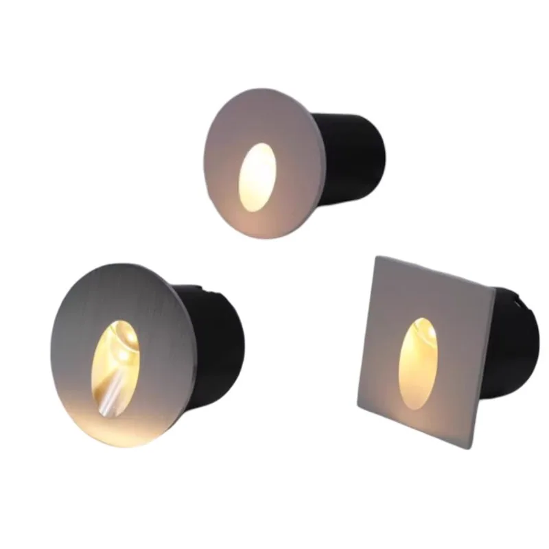 

Led Stair Light Aluminum Square Round Recessed Step Pathway Wall Corner Lamp 3W AC85-265V DC12v Deck