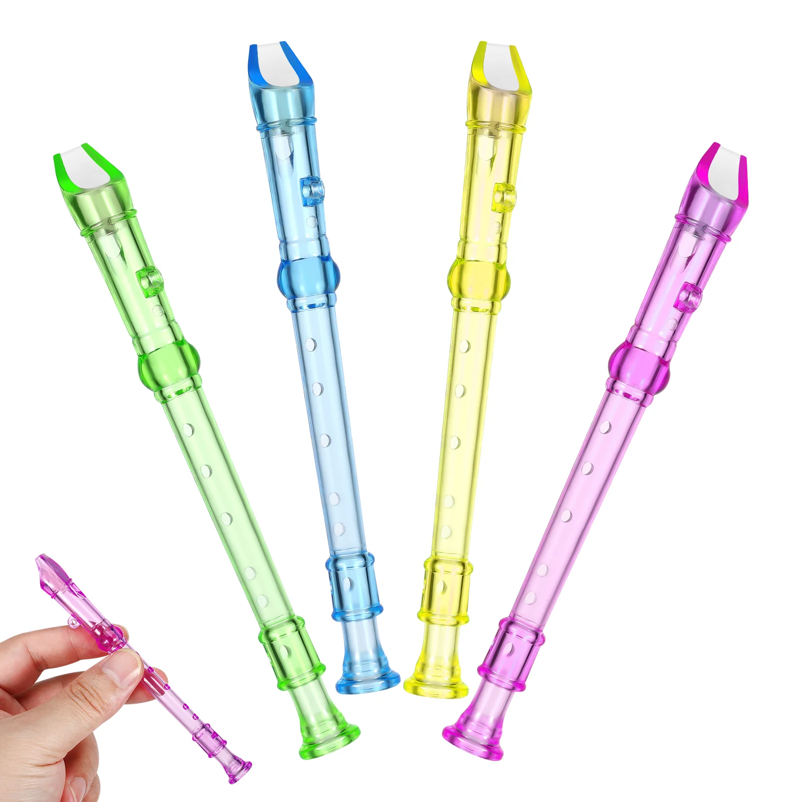 4pcs 6-Hole Mini Clarinet Transparent Flute Children Beginner Music Playing Wind Instruments (Random Color)