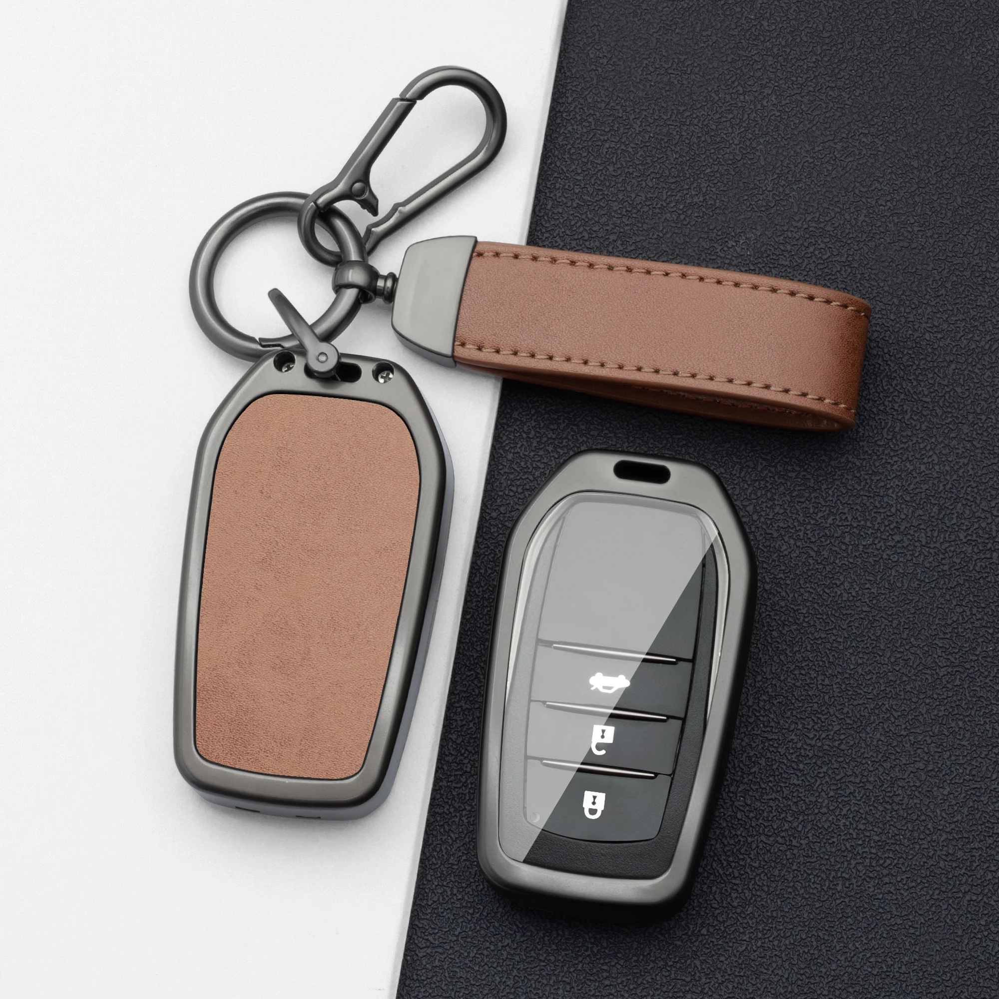 Schlüsselhülle aus Legierung für Toyota CHR Hilux Fortuner Land Cruiser 200 Camry Corolla Crown RAV4 Highland Schlüsselanhänger Zubehör
