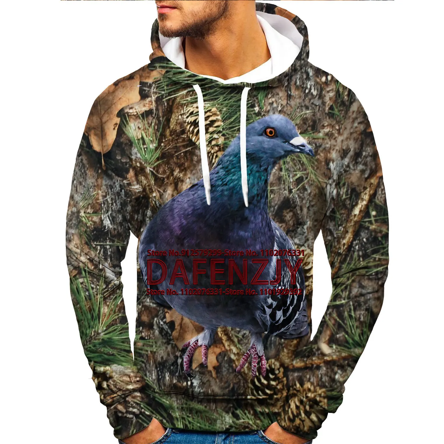 

Camouflage Leaves Pigeon 3d Printed Hoodie Male Casual Sweatshirt Animal Pullover Fashion Men's Clothing