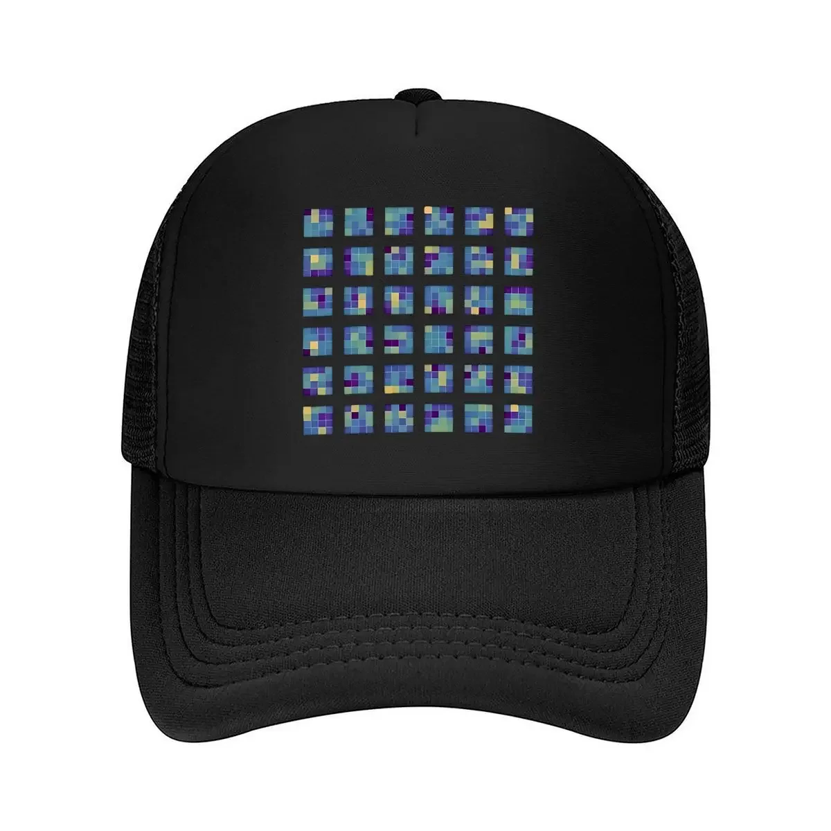 New “Color Grid Abstract, Art Design” Mesh Baseball Cap