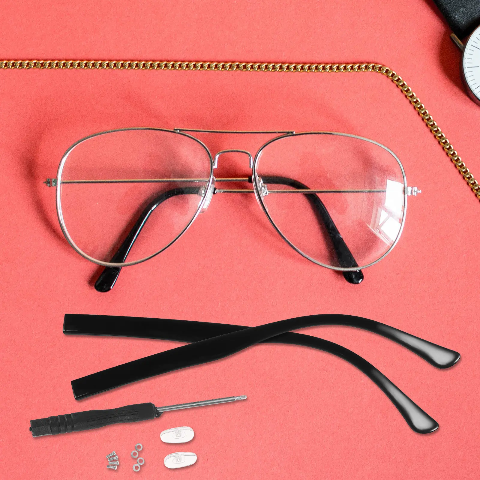 

1 пара универсальных металлических дужек для очков, сменные ножки для очков, запасные части для солнцезащитных очков, ремонтный комплект для очков