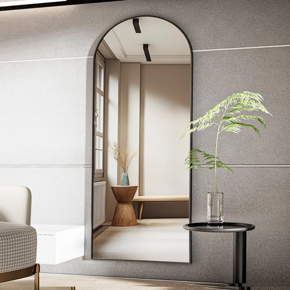 Full Length Arched Floor Mirror 26x71 Inches, Standing Makeup and Dressing Mirror with Free Standing Design for Home Use