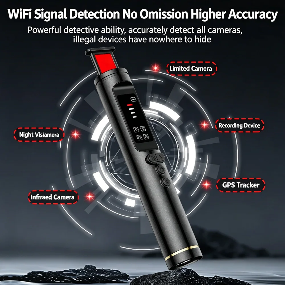 6-in-1 Anti-Spy Hidden Camera Detection Car GPS Tracker Finder RF Signal Eavesdropping Device Scanner for Hotel Travel Privacy