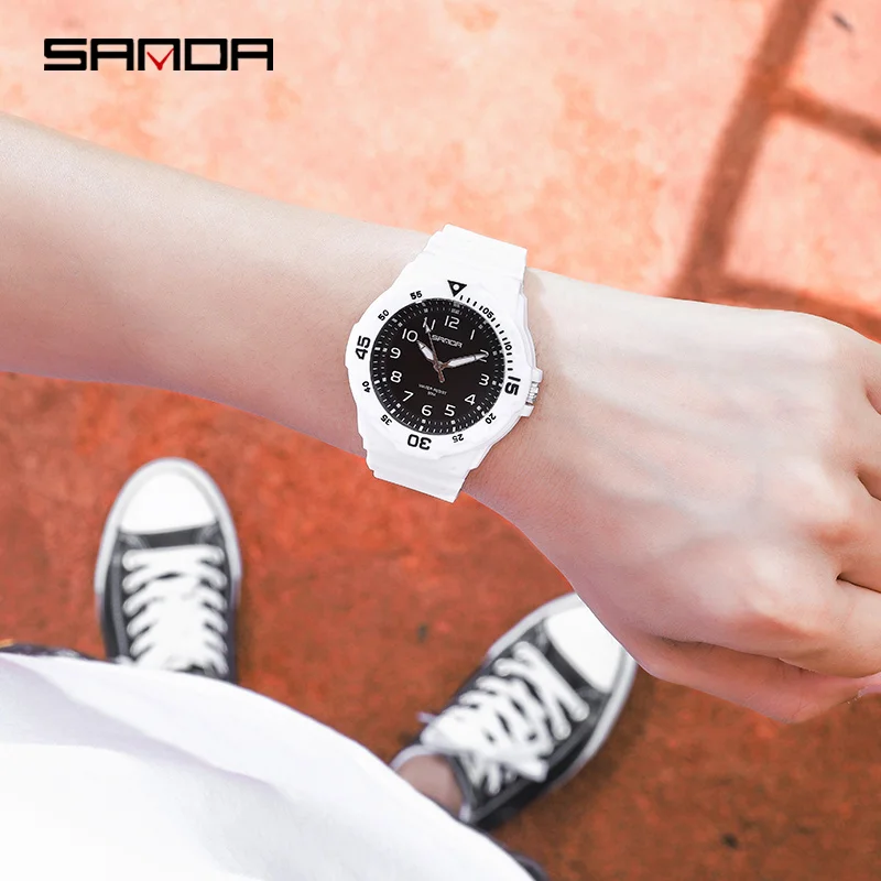 SANDA-reloj de cuarzo para hombre, cronógrafo informal de silicona, resistente al agua, de lujo, a la moda, 6019