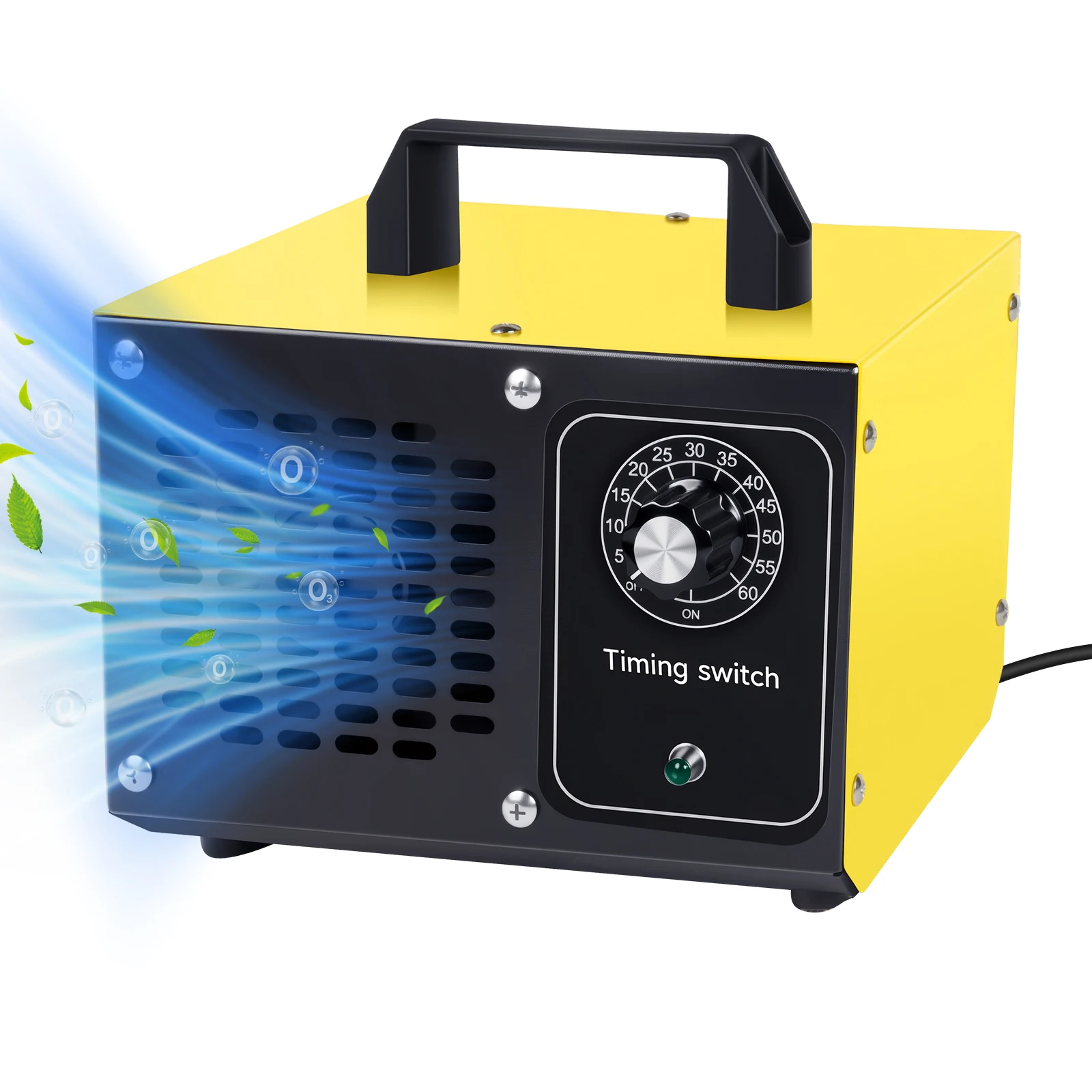 Générateur d'ozone pulsé à minuterie 60g/h en acier inoxydable, ozonateur refroidi par air pour la maison, le sous-sol, la cuisine, l'élimination des odeurs de fumée et de moisi des animaux de compagnie.