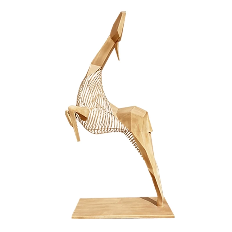 

Stainless steel abstract hollow deer sculpture abstract artwork hotel lobby soft decoration floor ornament