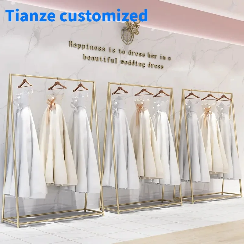 （customized）Hot Sale Fashion Wedding Dress Shop Display Furniture Wedding Dress Display Stand Rack Clothes Store