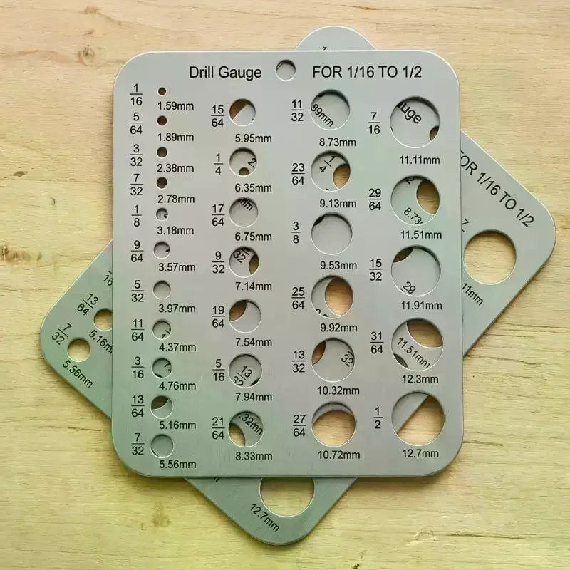 Stainless Steel 29 Hole Drill Gauge High Contrast Markings Durable Quick Precise Measuring 1/16 To 1/2 Inch Bits