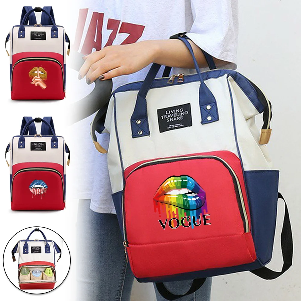 

Mommy Pack Mouth Series Infant Stuff Milk Bottle Storage Diaper Bag with Compartments Backpack Fashionable and High Quality