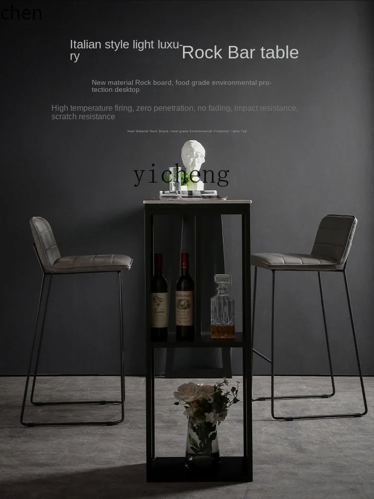 YFY Stone Plate Bar Counter Window Balcony Small Bar High Leg Table Bar Marble Table