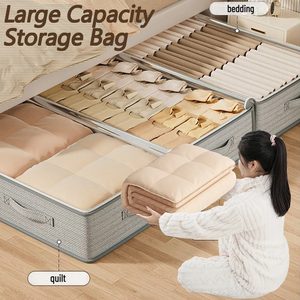 

Large Capacity Storage Bag Under Bed Storage Bins-Rectangle Organizer Containers for Clothes Quilt, Space-Saving Storage Boxes