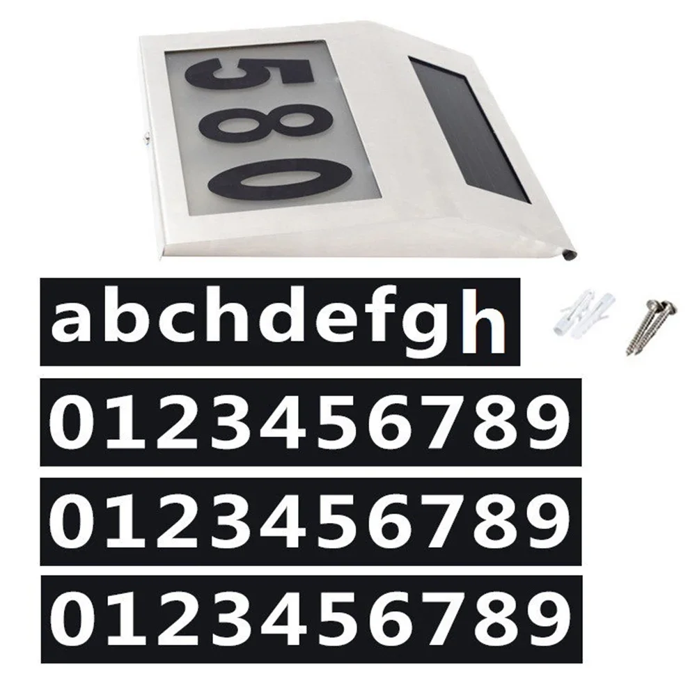 Waterproof Outdoor LED Solar Wall Light House Number Light Address Sign Illuminate for Home Garden Door Plate Wall Lamp