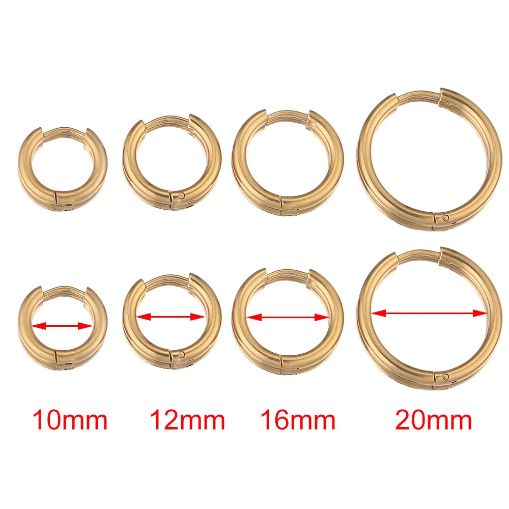 6pcs 2/2.5mm width Stainless Steel Gold-Plate Round Earrings Hoop Earring for Women Fashion Earrings Korean Jewelry gifts