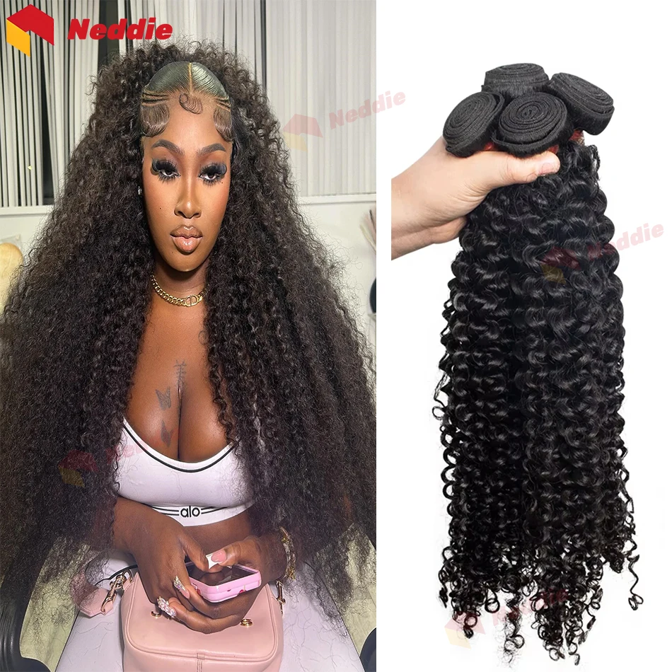 

Пучки вьющихся волос 100% человеческие волосы Глубокая волна Пучки человеческих волос 30-дюймовые волны воды Натуральные натуральные волосы 1/3/4 шт.