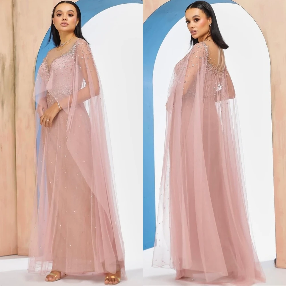 

Customized Luxury V-Neck Appliques Evening Dress Elegant Tulle Cocktail Dress Temperament Sweep Train Special Occasion Gowns