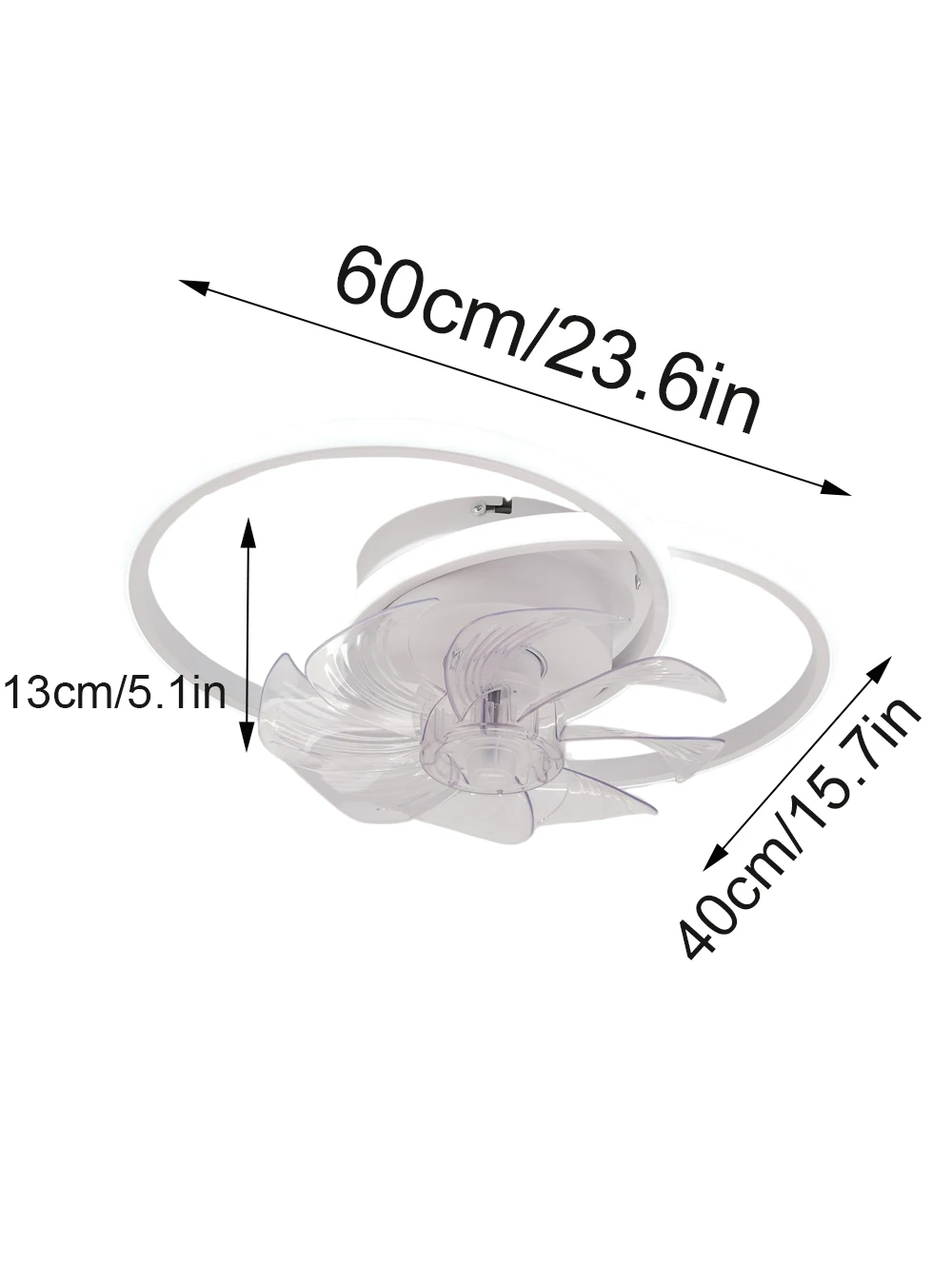 2-ring ceiling fan light with 6 fan speed settings, timer function, three light colors, stepless dimming, reverse-rotation motor, and remote control. Suitable for bedrooms, home offices, and above dining tables.
