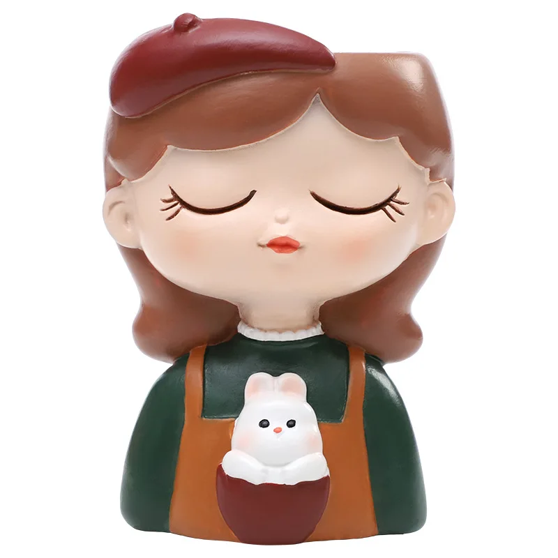 

Cute Animal Girl Garden Succulent Desktop Planters Home Balcony Garden Cactus Flower Pots Decorative Pieces