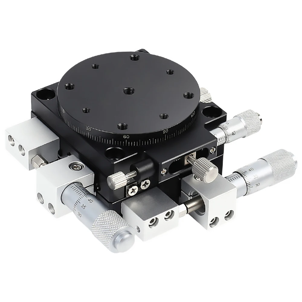 XYR axis 90*90mm LS90-LM LS90-RM Displacement Platform Manually adjust the slide table XYR 3-axis adjustment platform