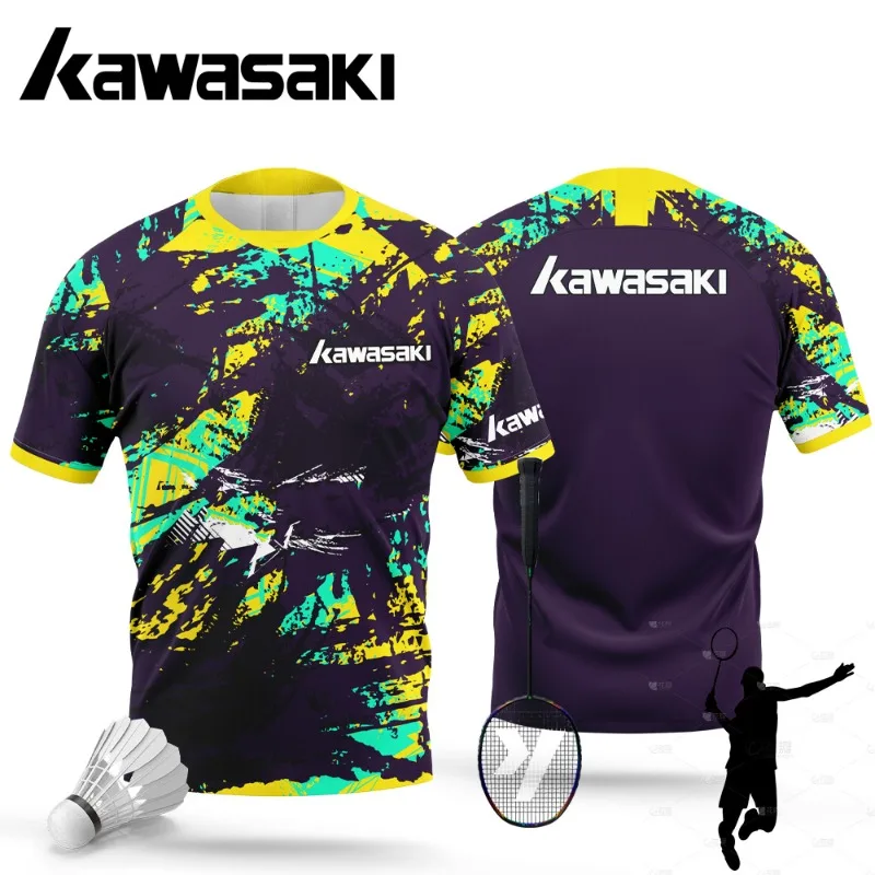 

Kawasaki Badminton Men's and Women's Clothing, Quick Drying, Short Sleeve T-shirt, Outdoor Sports, Comfortable Top, Summer, New,