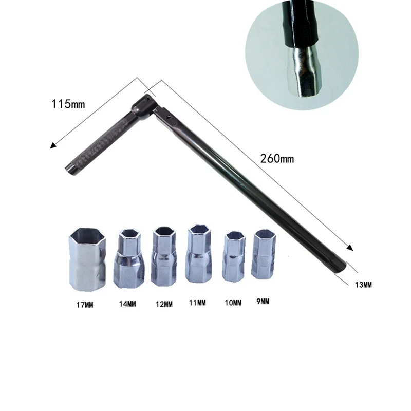 탄소강 배관공 소켓 렌치, 수도꼭지 렌치, 소켓 6 개 및 콜릿 1 개, 타이트 스페이스 탭 백 너트 렌치, 9-17mm