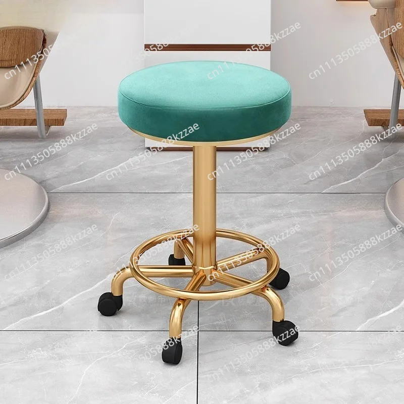 Modern Simple Beauty Stool Professional Swivel Barber Stool Adjustable Height Salon Seat with Wheels 360° Rotating Makeup Chair