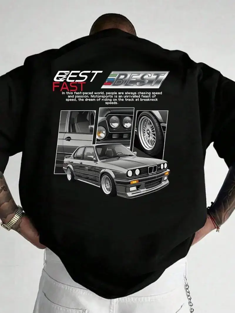 

Car Modification Culture Back Printing Short-sleeved T-shirt Men's and Women's Casual Loose Tee Car Enthusiast Personalized Top