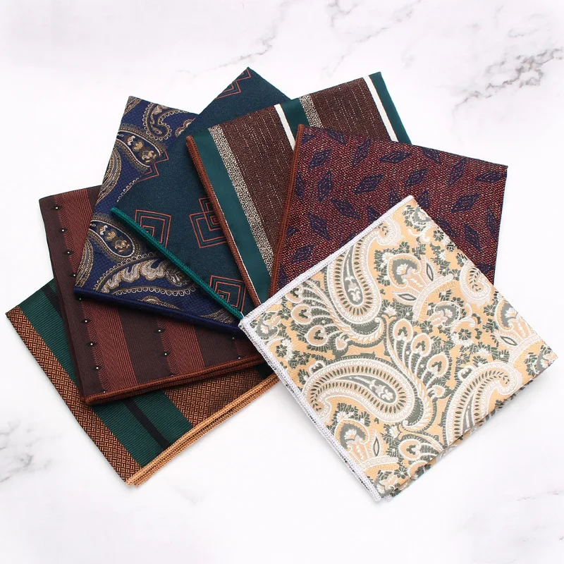 2pcs Men's Business Suit Pocket Towel Pattern Wedding Chest Towel Handkerchief Banquet Small Square Accessories