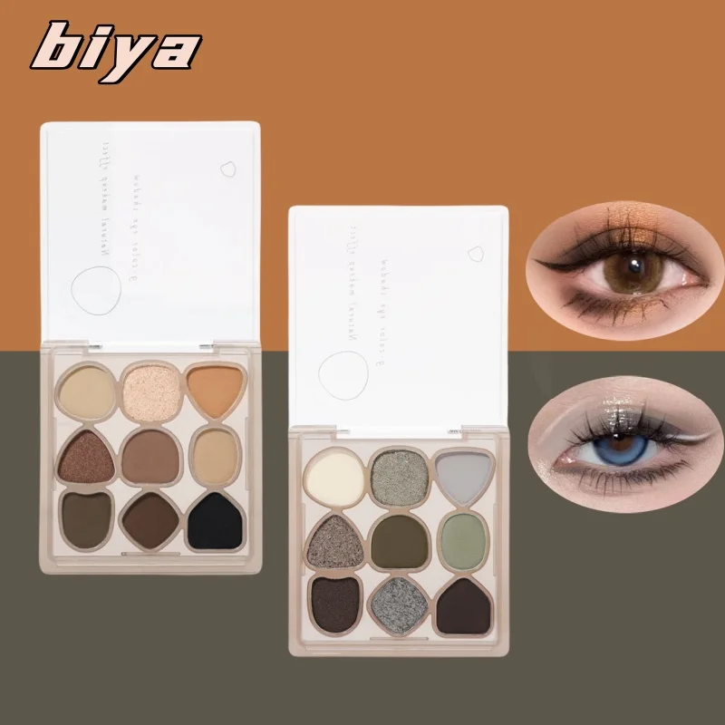 Paleta de sombra de ojos mate para cejas, 9 colores, Estilo negro frío, impermeable, iluminador de cejas, brillo, resaltador, bronceador en polvo