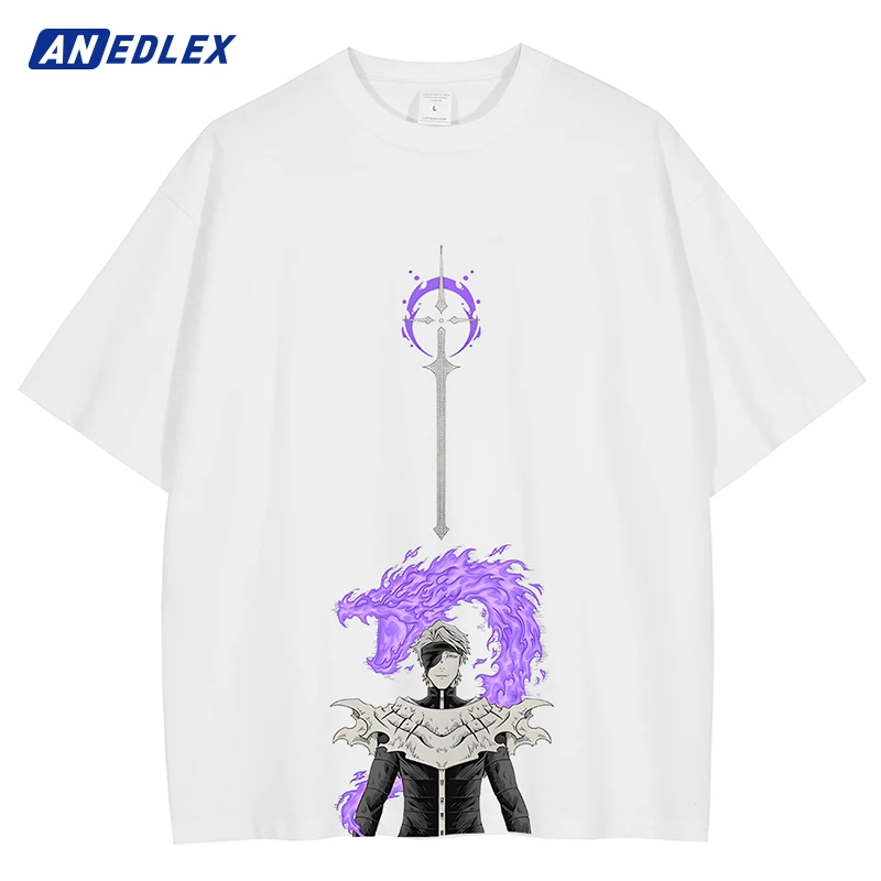 

Men White T-Shirt Japanese Streetwear Anime Graphic Print Tshirt Harajuku Summer Short Sleeve Cotton Oversize Tops Tees