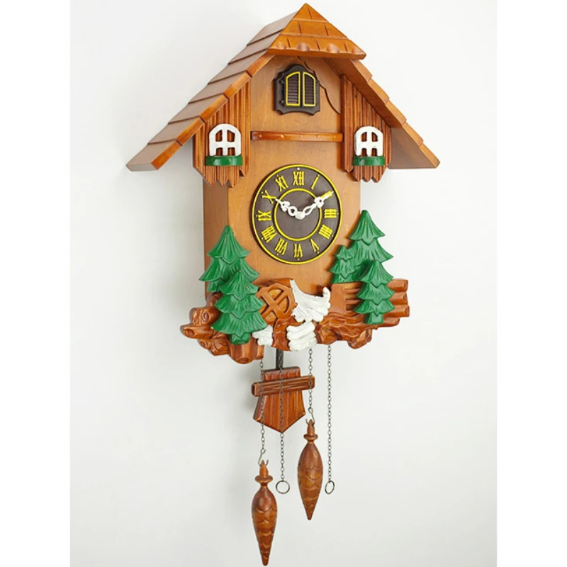 wooden cuckoo wall clock with bird come out