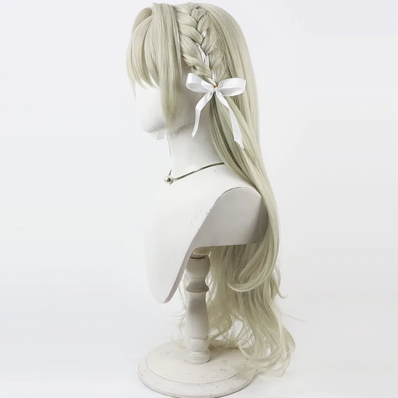Game Blue archive Sakurai Miyo Cosplay Wig Long light gray hair with a bow Cosplay Hair For Comicon Party Adult Women Men