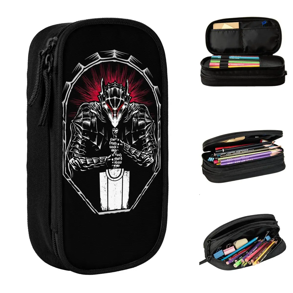 Black Swordsman Berserk Pencil Cases Cute Pen Bags Kids Big Capacity School Supplies Gifts Pencilcases