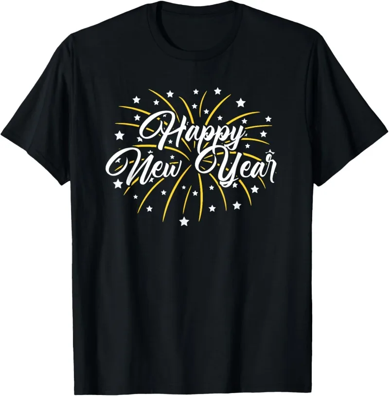 Happy New Year Tee Unisex T-shirt for Unisex Fashion Printed T-Shirt Short Sleeve Cotton Top Casual Women Men Shirt Adult Tees