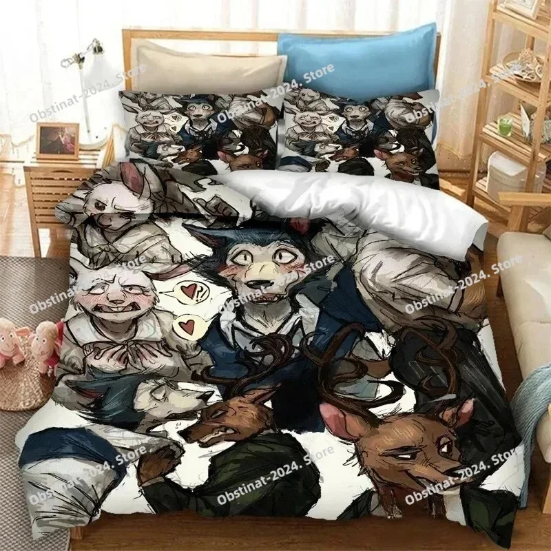 Anime BEASTARS Bedding Set Print Bed Set With Pillowcase Bed Duvet Cover Soft Single Double Queen Super King Size Home Textiles