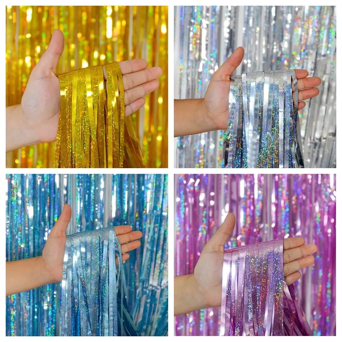 2 Meters Party Backdrop Curtains Glitter Gold Tinsel Fringe Foil Curtain Birthday Wedding Decoration Adult Anniversary Decor