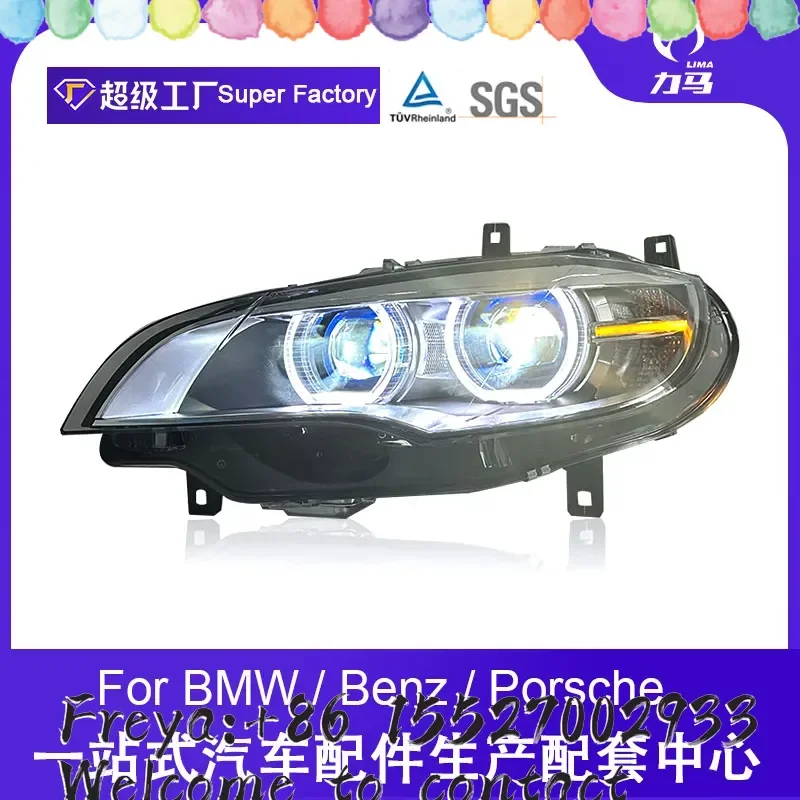 Suitable for X6 headlight assembly 08-14 E71 modified angel eye LED daytime running light LED lens headlight