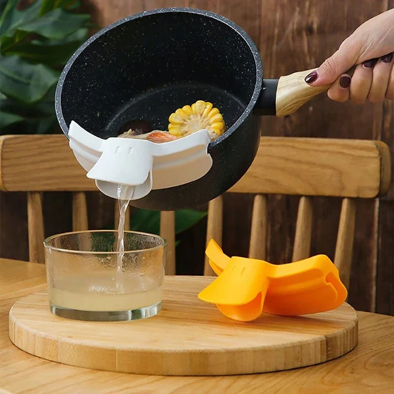 Anti Spill And Leak Kitchen Utensils Pots Utensils Circular Edge Deflectors Duck Beaks Liquid Deflectors Soup Dispensers Kitchen