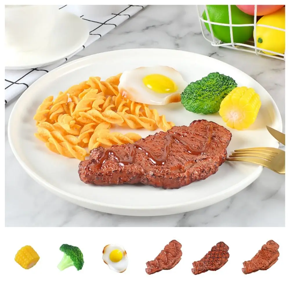 Simulation de nourriture occidentale, modèle de Steak, jeu de Simulation, jouets de cuisine, faux œufs frits, brocoli, maïs, jouets alimentaires pour enfants/enfants