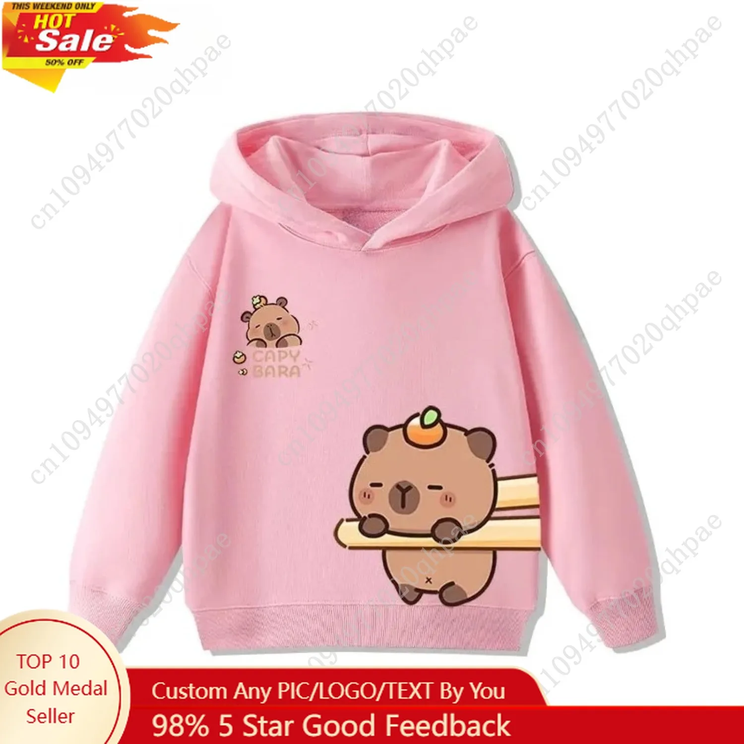 

New Children's Cartoon Cute Adorable Capibara Autumn Winter Fashion Trend Boys Girls Playful Loose Soft Comfortable Warm Hoodies