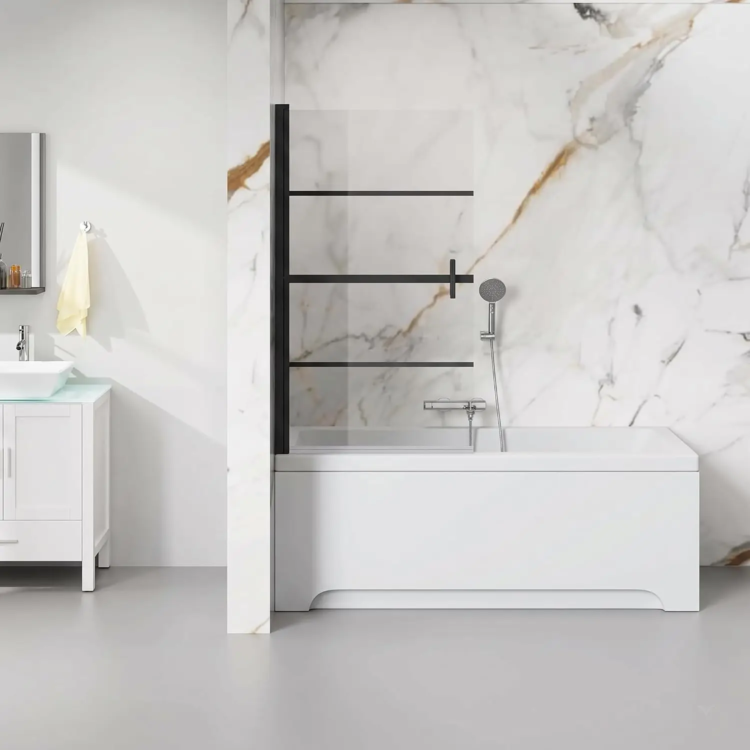 Bathtub Screen Panel Pivot Swing Shower Door for Bathtub 180° Pivot 1/4