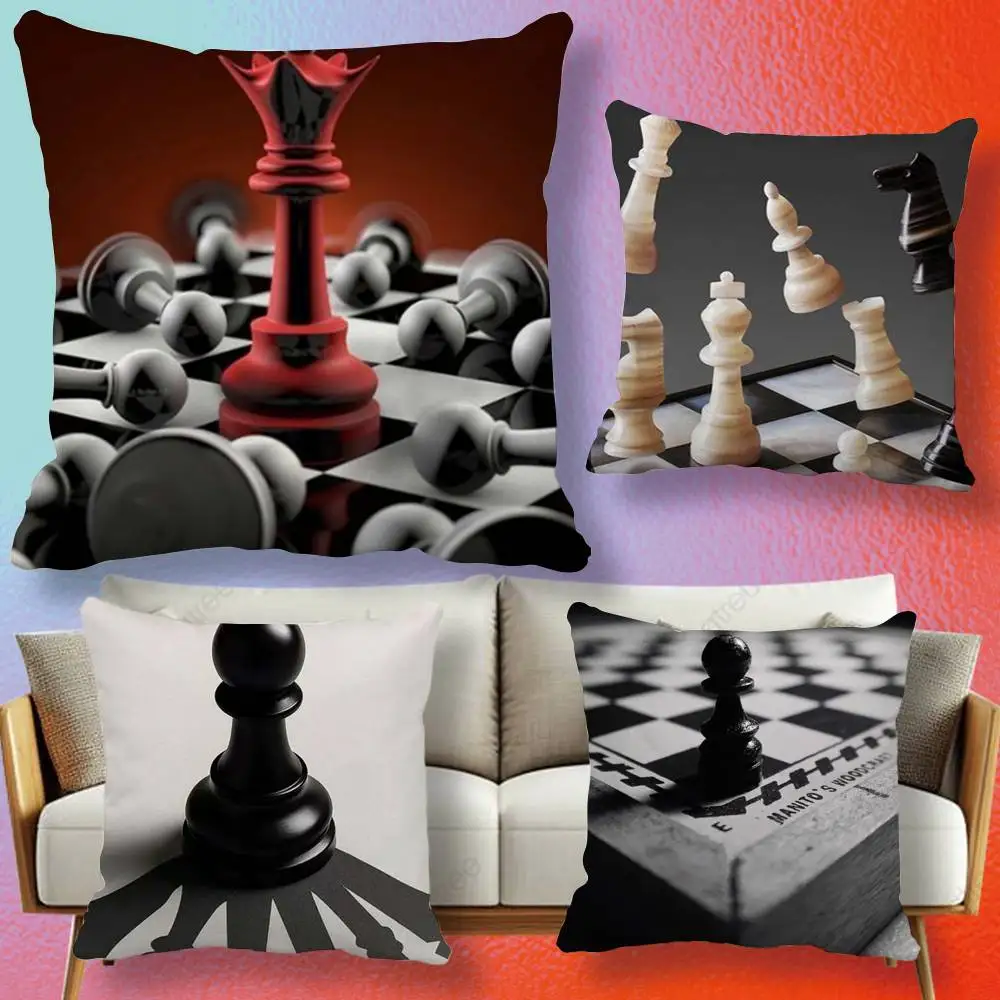 Competitive Chess Game  Pillow cover Soft Microfiber Pillowcase Home Sofa Decor Surprise Decorative printed.