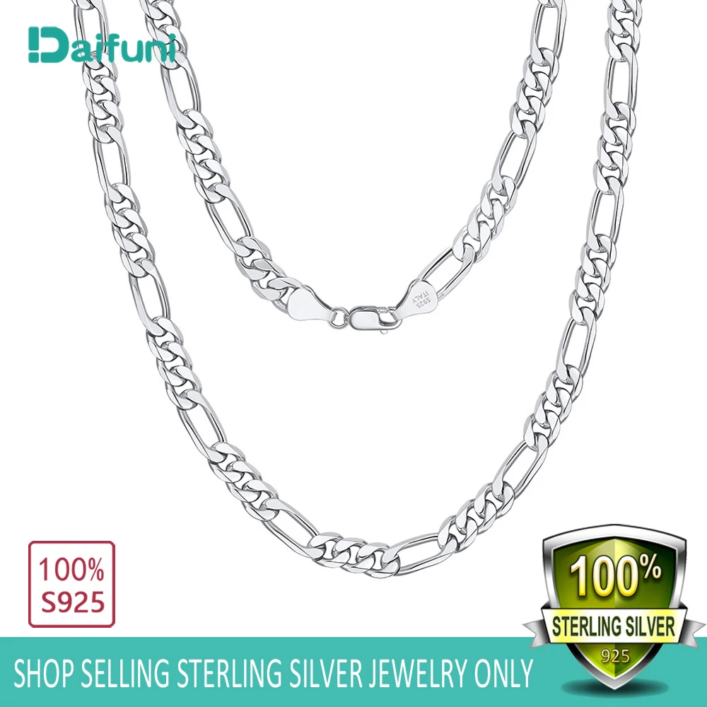 Daifuni S925 Sterling Silver 5MM Figaro Necklace For Men Women Teen Cuban Curb Fashion Jewelry Hip Hop Fine Chains Party Gift