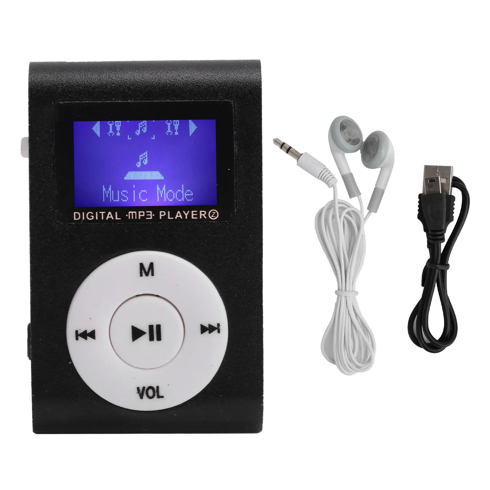 مشغل موسيقى MP3 صغير محمول مشبك خلفي رياضي شاشة LCD تدعم بطاقة الذاكرة (فضي)