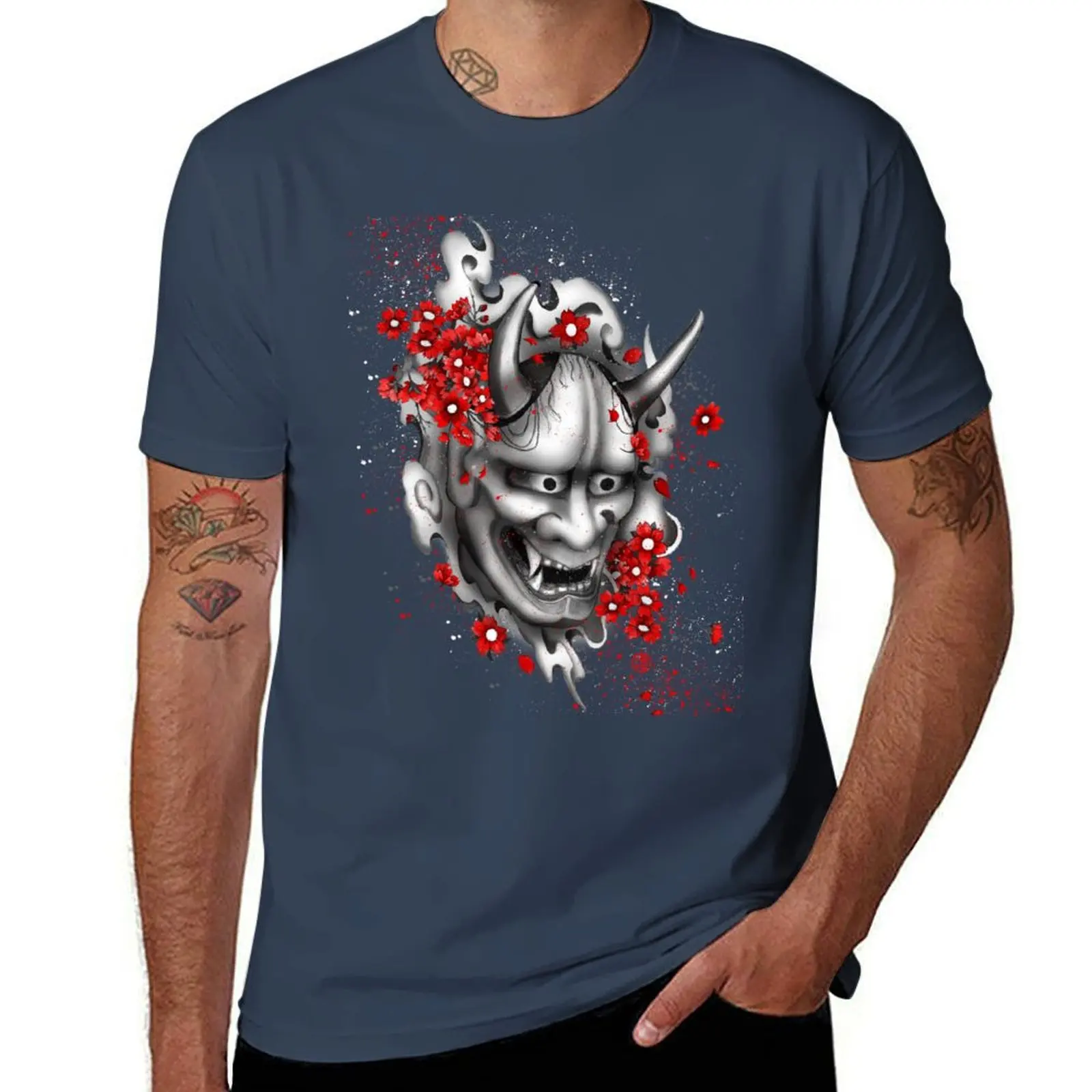 

Hannya Mask and sakuras T-Shirt Running Gym Short Sleeve Sports Tee