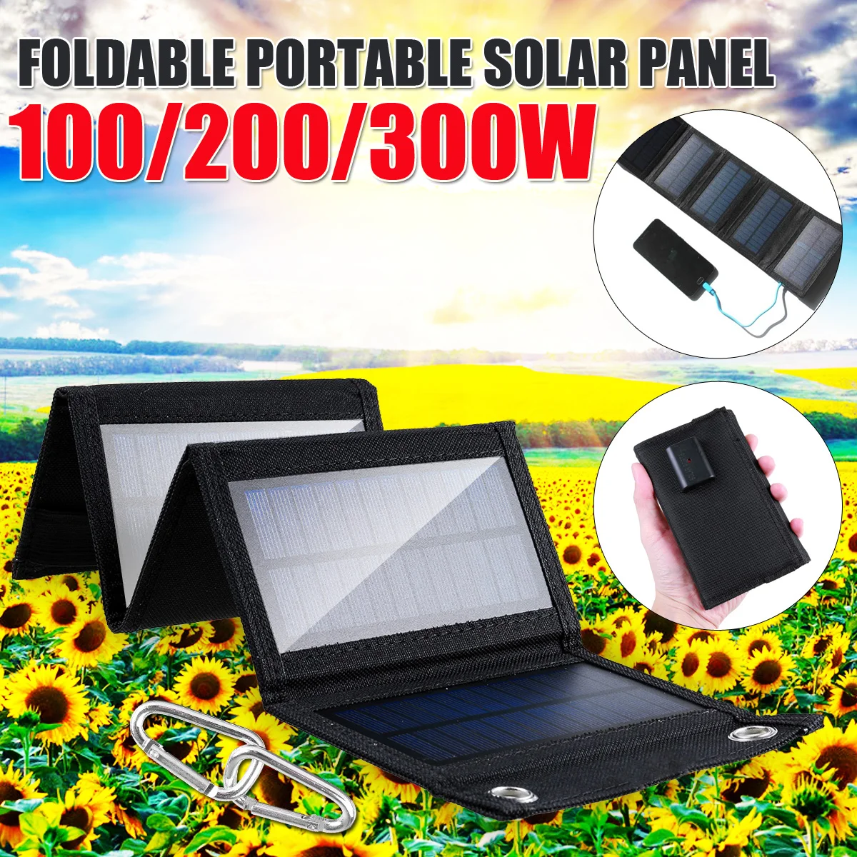 

Flexible Foldable Solar Panel High Efficience Travel Phone Mobile Power Battery Portable 5V 100w 200w 300w Solar Panel Kit