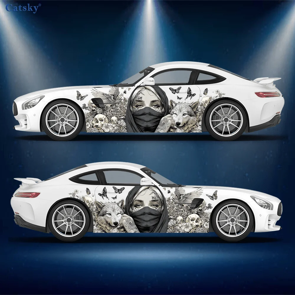 

Наклейки на боковую часть автомобиля «Женщина в маске», самоклеящиеся, из водонепроницаемого и устойчивого к царапинам ПВХ, аксессуар для автомобиля, подарок