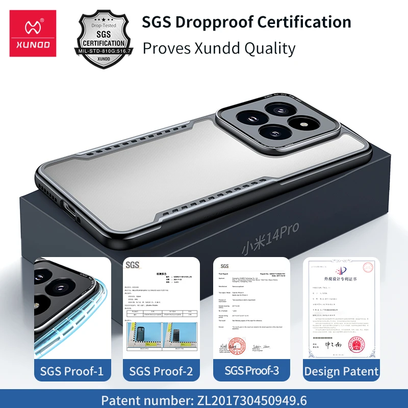 Xundd Phone Case For Xiaomi 14 14 Pro Airbag Dropproof Shell TPU+PC Soft Arc-shap Frame with Heat Dissipation Hole Game Cover