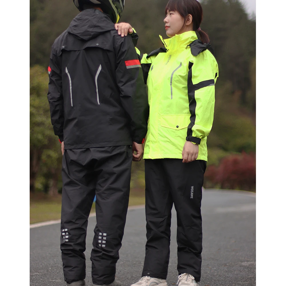 WOSAWE Motorcycle Raincoat Men Women Rainstorm Protection Motocross Waterproof Raincoat Moto Rider Rain Jacket Pants Rain Suit