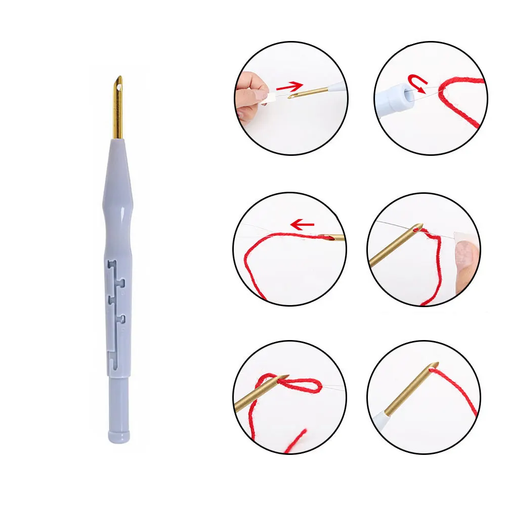 1Pc Adjustable Punch Needle Embroidery Brass Needle Wool Felt Craft Poking Tools Pen DIY Carpet Hook Needlework Knitting Tool